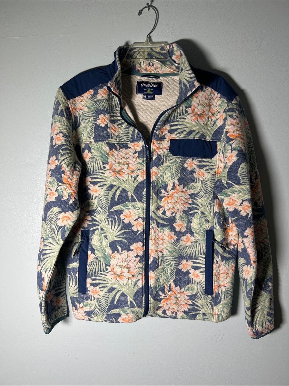 chubbies Navy Floral Lightweight Full-Zip Shirt Jacket